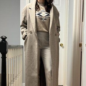 Beige wool oversized coat - NA-KD - Size 34